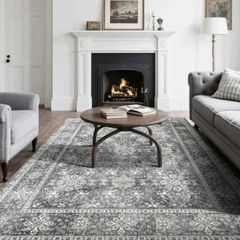 Large 8 x 10 ft Washable Rug, Non-Slip and Tear-Resistant Soft Carpet, Pet & Child Friendly Vintage Area Rugs