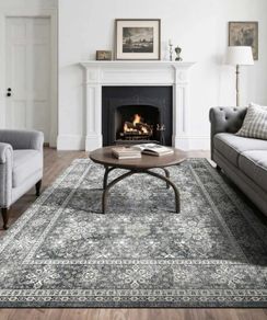 Large 8 x 10 ft Washable Rug, Non-Slip and Tear-Resistant Soft Carpet, Pet & Child Friendly Vintage Area Rugs