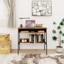 Small Office Desk 80 cm, Bureau Gaming Desk, Study Table, Sit Stand Desk with Drawers, Bureau de Travail, Wood Desk with Black Metal Frame, Rustic Brown Image 5