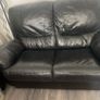 Black Leather 2 Seater Sofa Image 2