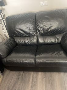 Black Leather 2 Seater Sofa
