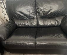 Black Leather 2 Seater Sofa