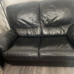 Black Leather 2 Seater Sofa