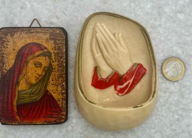 holy water font and our lady icon