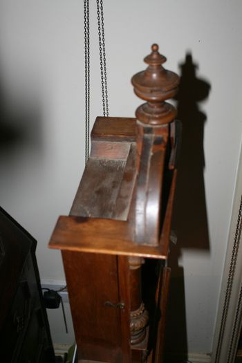 Antique Wood Carved P.H. S. 1800s Mantel Clock (in working order -  the clock doesn't ring) 21,5" x 11"