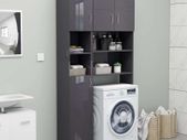Bathroom Cabinet High Gloss Grey 32x25.5x190 cm Chipboard
