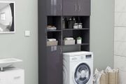 Bathroom Cabinet High Gloss Grey 32x25.5x190 cm Chipboard