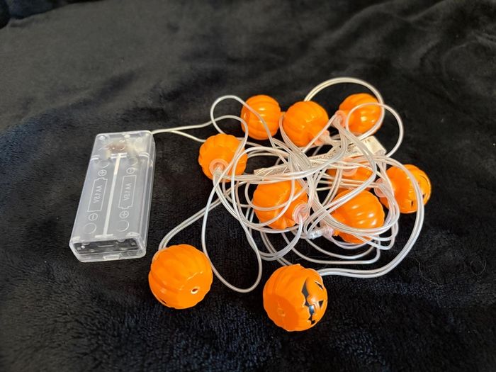 Halloween Decorations. Lights, Wreath, Fabric Decorations, etc