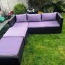 Rattan L shape garden lounge set with table Image 4