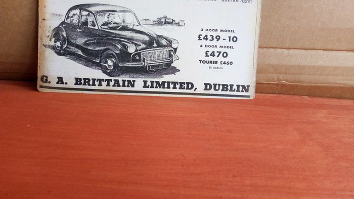Morris Minor 1954 Reproduction Ireland poster, Irish Memorabilia