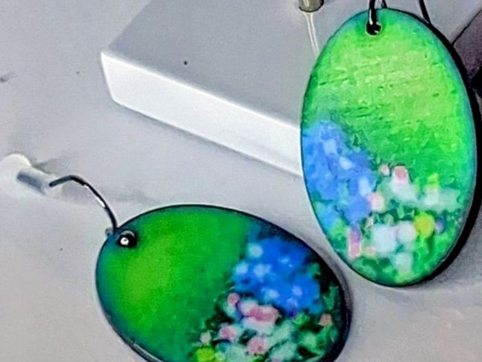 Oval Garden HandPainted Landscape Earrings