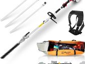 BU-KO 52cc Long Reach Petrol Hedge Trimmer and 3x 75cm Extension Pole w/Toolbag for Convenient Storage, Precision Trimming for Tall Hedges & Bushes, Easy to Use, High Performance, Durable Steel Blade