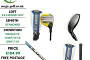 Cobra King F9 #3-4 Wood 14.5 Degree / Atmos 7S Stiff