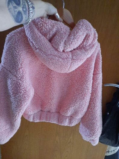 bershka pink thick fleece hoody
