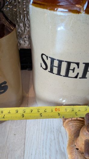 Vintage Pearsons of Chesterfield Stoneware Kitchen Set, Biscuits Jar, Sherry Dispenser and jar