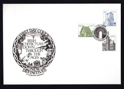 1982 Ireland Architecture Definitive (Third) Series (22p Aughnamure Castle, Co. Galway, & 26p Cormac's Chapel, Tipperary, 29p St MacDara's Island, Co. Galway) CorkCoin First Day Cover (FDC) with Cork Cancel
