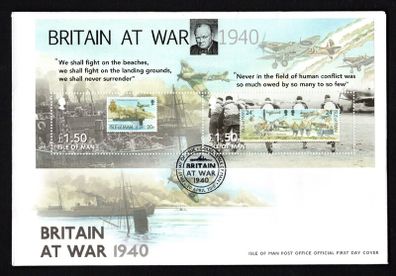 2010 Isle of Man 70th Anniversary of the Battle of Britain Commemorative Stamps Miniature Sheet First Day Cover (FDC)