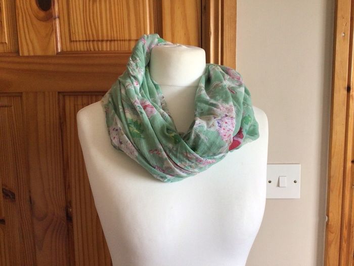 Beautiful Pastel Green Floral lightweight Snood Scarf