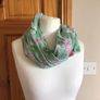 Beautiful Pastel Green Floral lightweight Snood Scarf Image 4