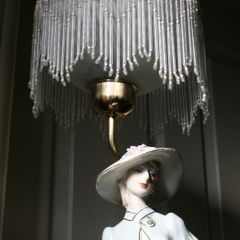 Vintage Large table lamp with Lady and Dog figure from the Elegant Collection H-26"