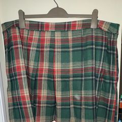 Shein Celure Plus Green and Red Tartan Print Pleated Skirt