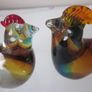 Pair of Hand Blown Multicoloured Art Glass Rooster Figurines Image 9
