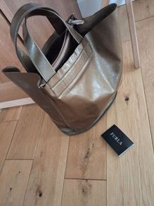 Bronze Shiny Furla Genuine Leather Bag