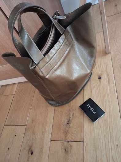 Bronze Shiny Furla Genuine Leather Bag