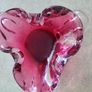 Cranberry pink art glass ashtray Murano style layered glass. Image 10