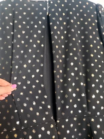 Warehouse dress, black with gold polka dots