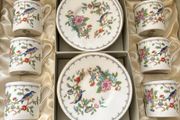 Vintage Aynsley "Pembroke" Demitasse Espresso Set 6 Cups &amp; Saucers Boxed, c. 1970s