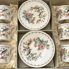 Vintage Aynsley "Pembroke" Demitasse Espresso Set 6 Cups & Saucers Boxed, c. 1970s