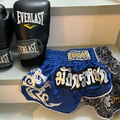 Muay thai shorts (M) and gloves 12oz