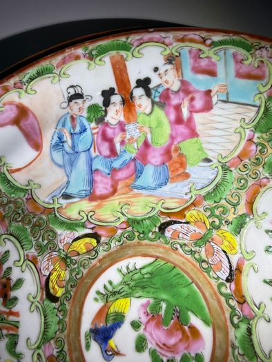 Set of 3 Antique 19th C. Chinese Export Rose Medallion Plates