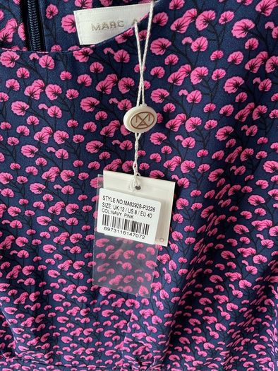 top Bnwt size 12 navy & pink short sleeve vintage inspired top Marc Angelo