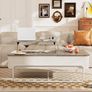 3-Partition Industrial Tables, Pull-Out Drawer, Stable Metal Frame & Hidden Storage, Centre Table for Living Room, Small Space, Home Office Image 2