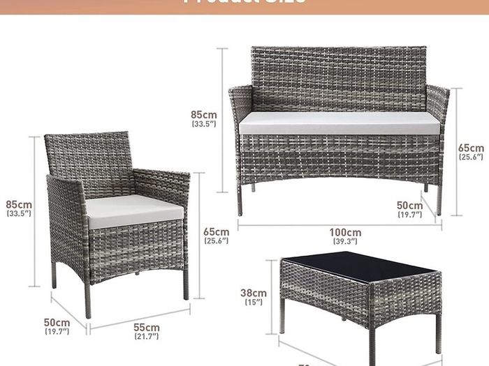 4-Piece Rattan Garden Chair Furniture Set