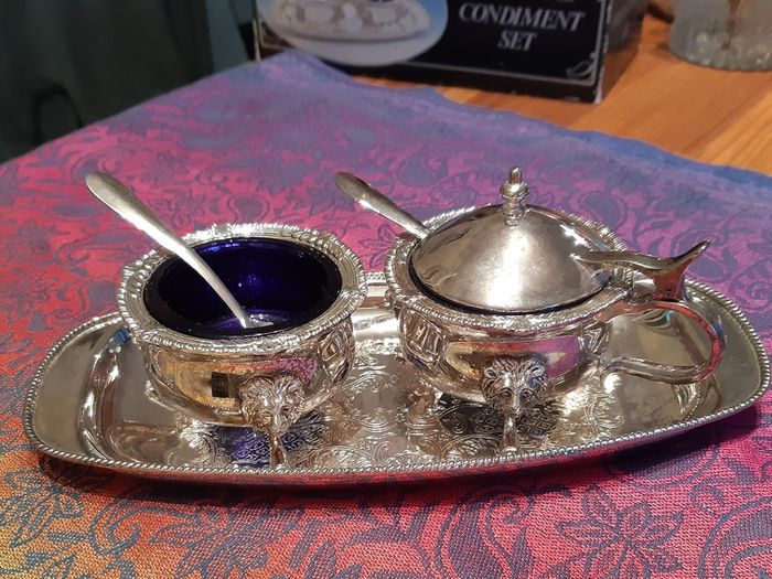 Vintage Condiment Set - Silver Plated