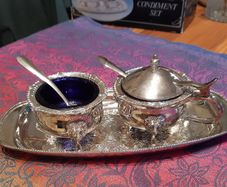 Vintage Condiment Set - Silver Plated