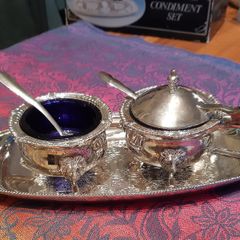 Vintage Condiment Set - Silver Plated