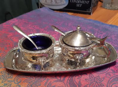 Vintage Condiment Set - Silver Plated