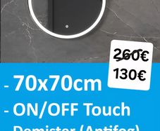 LED Bathroom Mirror 70cm Round Antifog Makeup