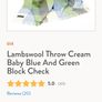 Lambswool Throw Cream Baby Blue and Green Block Check Image 2
