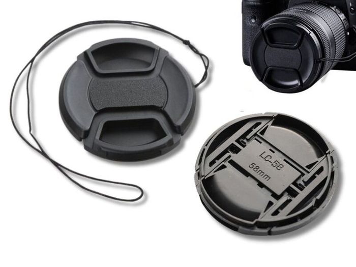 58mm Center Pinch Lens Cap with Strap Protects Lens from Dust & Scratches | New