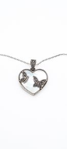 Reversible Marcasite And Mother Of Pearl Silver Necklace