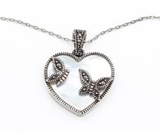 Reversible Marcasite And Mother Of Pearl Silver Necklace