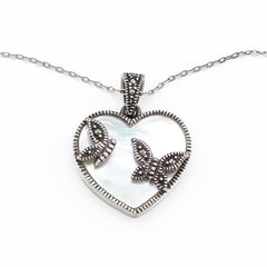 Reversible Marcasite And Mother Of Pearl Silver Necklace