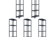 Storage Shelf Racks 5 pcs Black 125 kg 60x30x180 cm Plastic