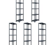 Storage Shelf Racks 5 pcs Black 125 kg 60x30x180 cm Plastic