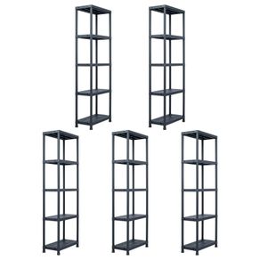 Storage Shelf Racks 5 pcs Black 125 kg 60x30x180 cm Plastic